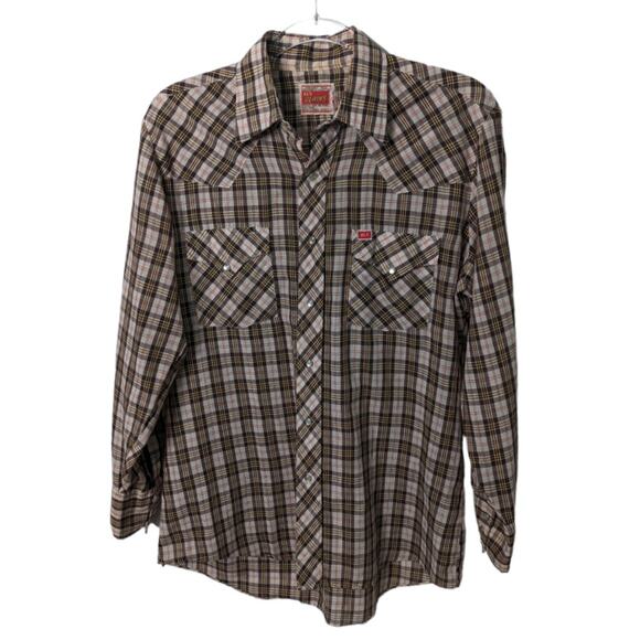 Vintage 70's Ely Plains Western Style Plaid Shirt Pearl Snap Buttons - Picture 1 of 9